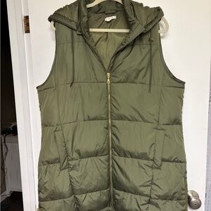 Olive Green Women's Puffer Vest Tunic length